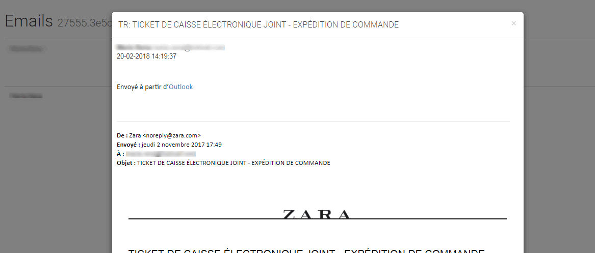 Aperçu du mail dans la Zbox