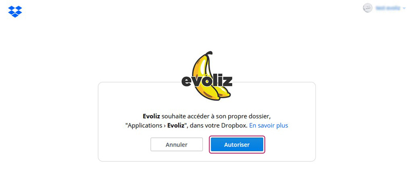 Connexion Dropbox logiciel Evoliz