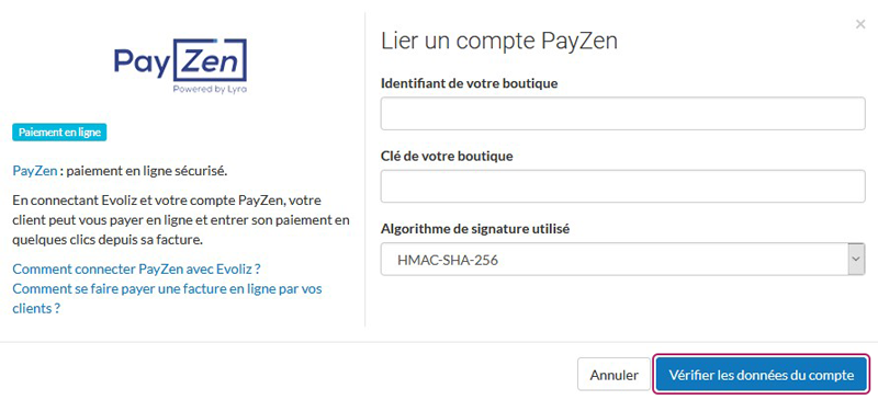 Activer le paiement en ligne via Payzen